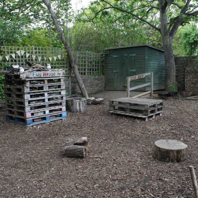 Eco Area outside, with bug hotel